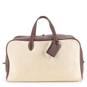 Hermes Victoria 50 Leather Toile Ash Boston Bag Business Travel Tote